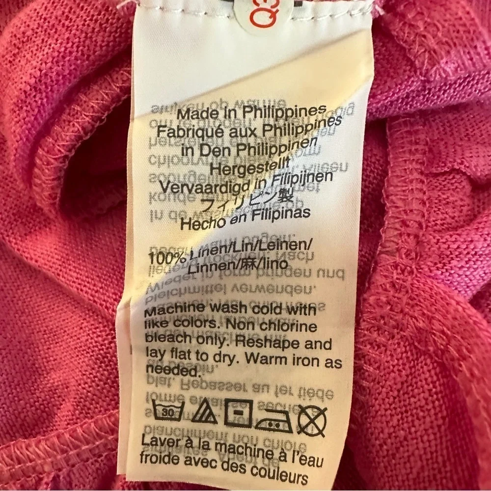 J. Crew 100% linen pink ruffle hem and back short sleeve top XS